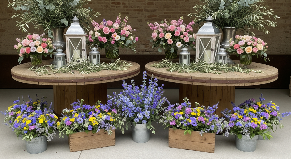 Les plateaux de tonneaux peuvent également être utilisés pour la déco de votre vin d'honneur